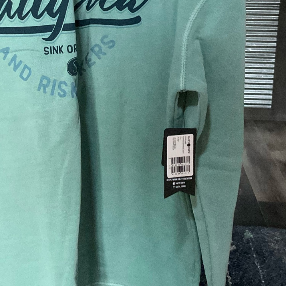 Salty Crew Mint Green Crewneck with Navy Graphic